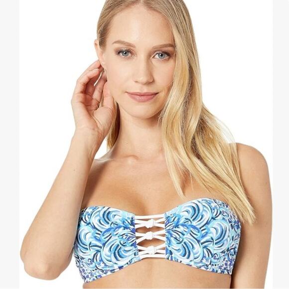 Lilly Pulitzer Other - Lilly Pulitzer sandy lattice resort call my shell phone bandeau bikini top sz 2